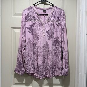 Salon Studio Floral Purple‎ Long Sleeve Blouse women’s size large